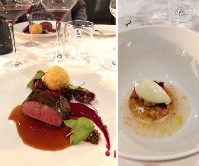 Sesonkeja hyödyntävältä ruokalistalta voi löytää tällä hetkellä niin peuraa kuin karamellisoituja omenoita.