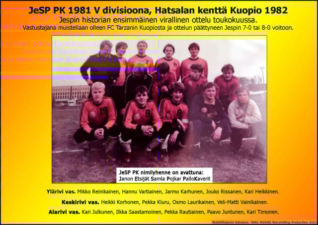 Jespin ensimmäinen joukkuekuva mobiiliflaijerina