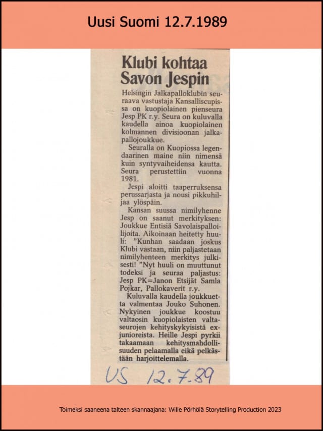 "Klubi kohtaa Savon Jespin"
