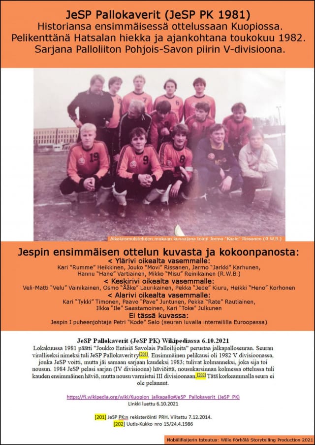 Jespin ensimmäinen joukkuekuva vuonna 1982.