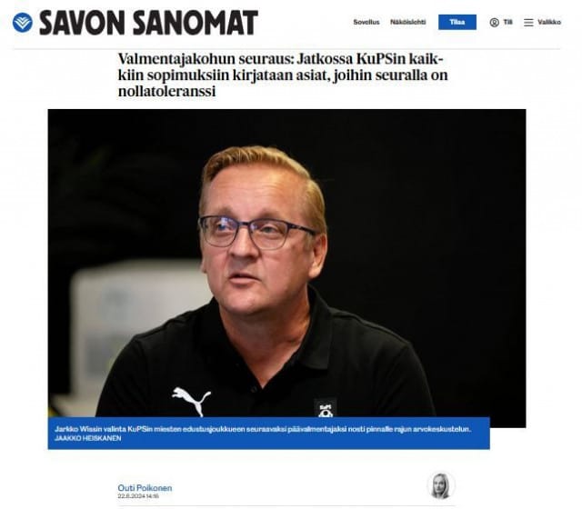 Jalkapallon valmennustiimien työsopimuksiin Wiss klausuulit?