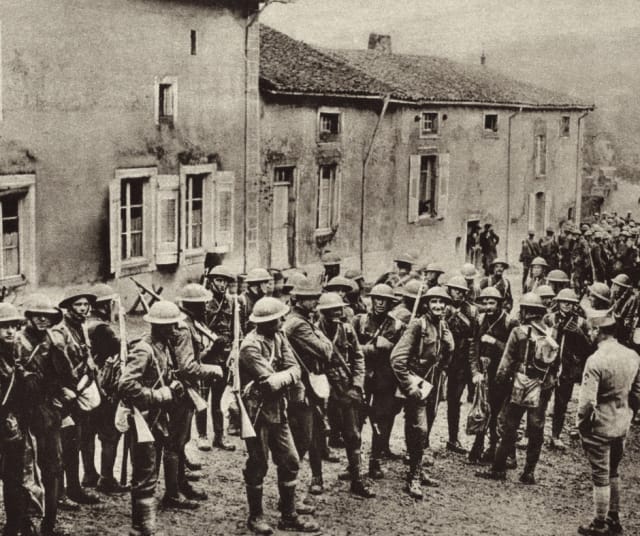 Ensimmäisen maailmansodan amerikkalaisia sotilaita Ranskassa 12.-16. syyskuuta 1918. Kuvituskuva.