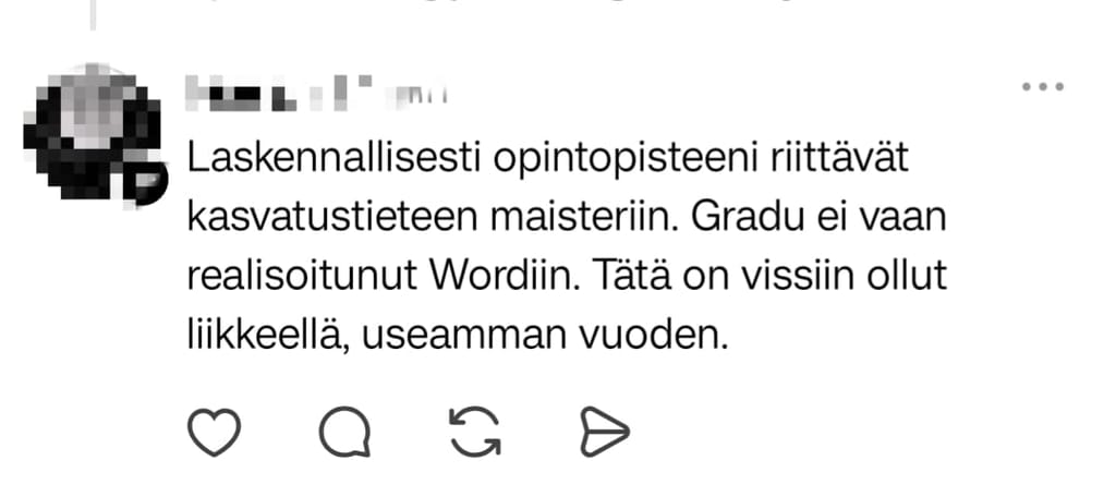 Kuvakaappaus viestipalvelu Threadsista. 