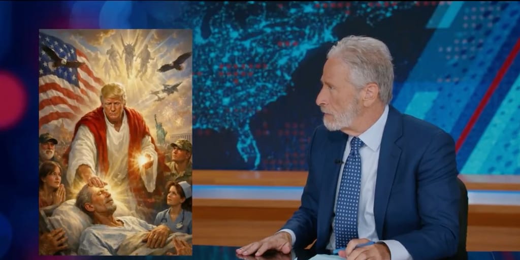 jon stewart trump jeesus meemi reaktio talk show kuva