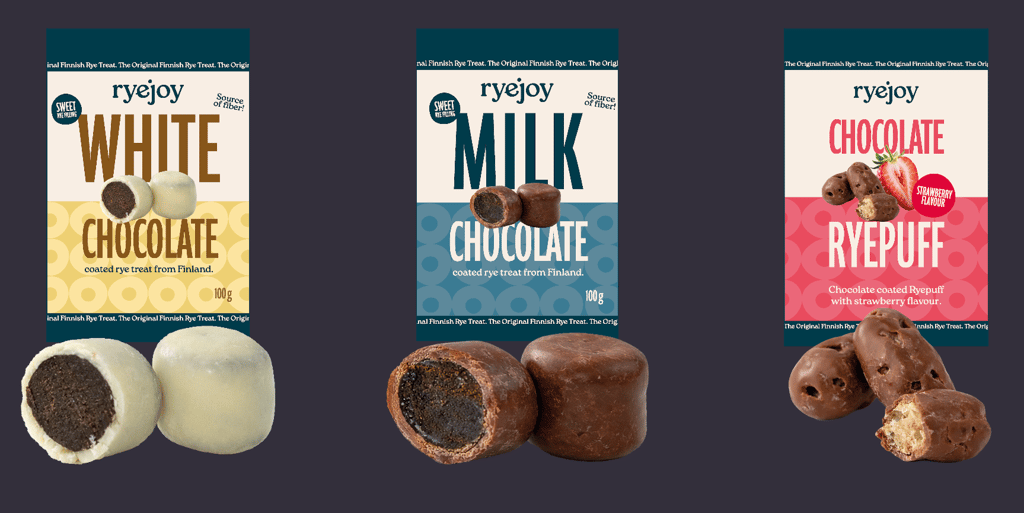 Ryejoy ruiskarkki makuja vierekkäin.