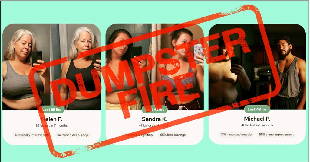 feikki ennen jälkeen kuvat laihdutus huijaus ai deepfake potilaat