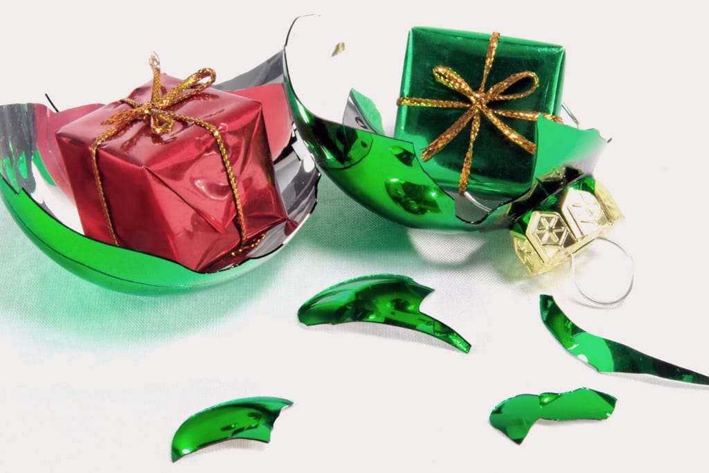 Hajonnut joululahja kuvaannollinen kuva aiheelle ai-generoidut vahingot, joilla huijataan rahat yrityksiltä