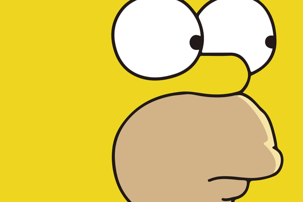 Homer Simpsonista tehtyä taidetta jossa keltaisella pohjalla näkyy vain simpsonin kasvonpiirteet 