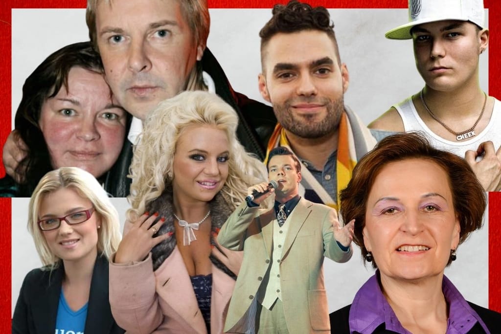 2000-luvun suomalaiset kohujulkkikset kuten Jasmin Mäntylä, Matti Nykänen, Johanna Tukiainen ja Cheek samassa kuvakollaasissa