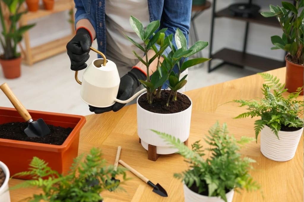 Huonekasveja ruukussa.