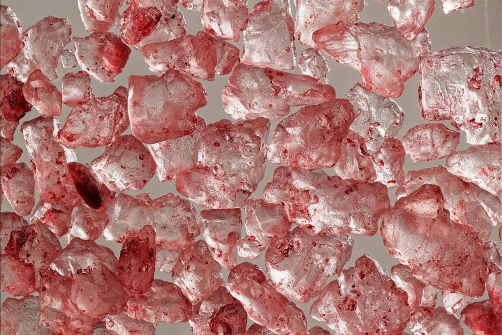 Pinkkiä Himalajan suolaa karkeina kiteinä lähikuvassa