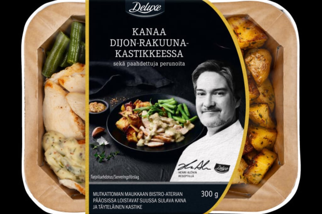 Lidlin valmisruoka, jonka kannessa kuva huippukokki Henri Alenista.