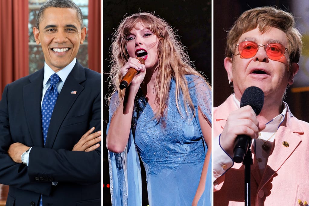 Barack Obama, Taylor Swift ja Elton John.