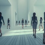 Useita identtisiä ihmishahmoja symboloimassa kloonausta ja kopioiden ketjua