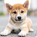 Suloinen Shiba inu -koiranpentu makaa maassa – hiljaiset koirarodut sopivat hyvin kerrostaloon