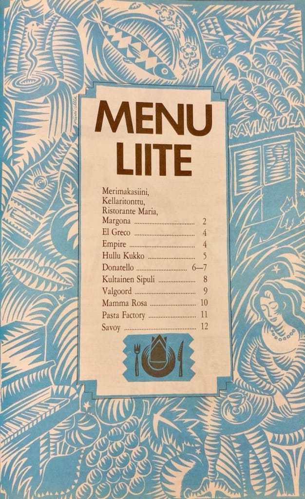 Cityssä julkaistiin vuonna 1989 liite, joka koostui pelkästään ravintoloiden ruokalistoista.