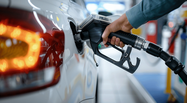 Bensaletku täyttää auton polttoainetankkia.