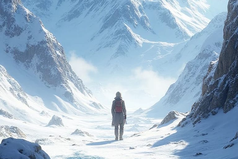 Retkeilijä seisoo yksin vuoristossa selin kameraan – alppiero-trendi leviää sosiaalisessa mediassa