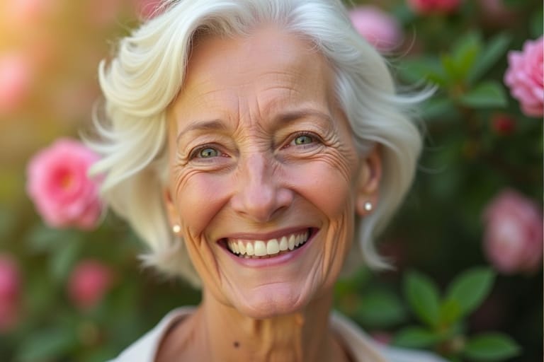 onnellinen nainen keski-iässä uusi ura ja elämä 50 vuotiaana