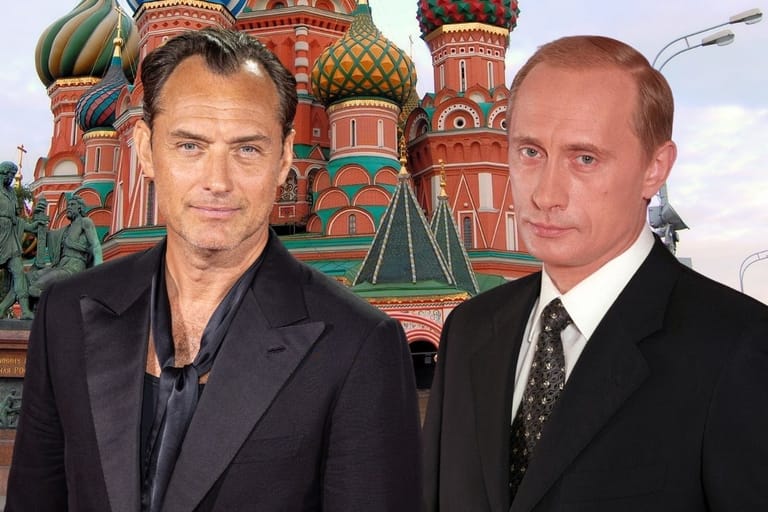 Jude Law ja Vladimir Putin vierekkäin – näyttelijä valmistautuu esittämään Putinia elokuvassa The Wizard of the Kremlin