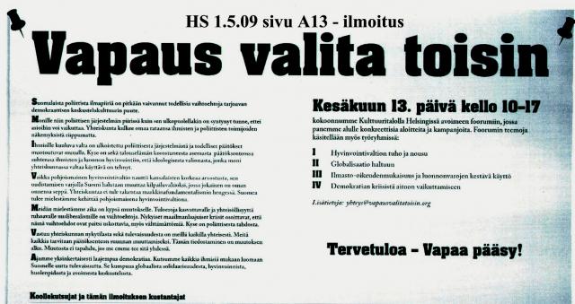 Vapaus valita toisin