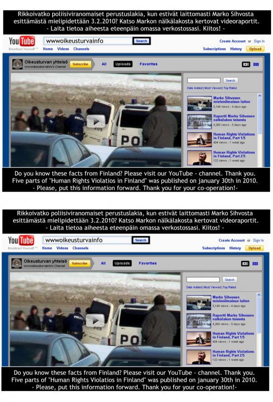 Marko Sihvosen nälkälakosta tiedottamisen tukimateriaalia