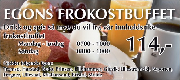 Egonin aamupala-buffan mainos