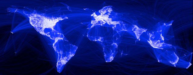 Facebook-harjoittelija Paul Butlerin visualisointi näyttää palvelun kaverisuhteet joulukuussa 2010.