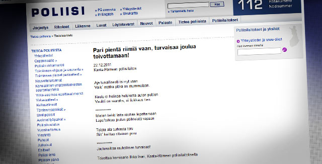 Poliisin runosuoni pulppuaa.