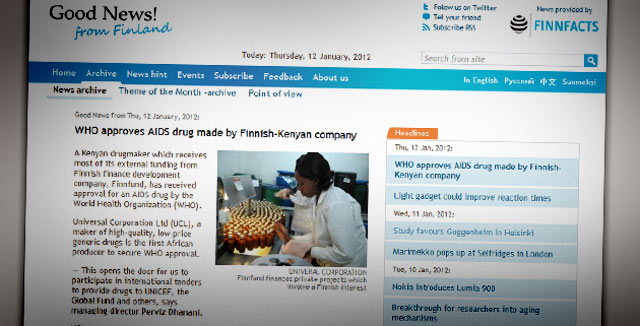 Suomalais-kenialaisen AIDS-lääkkeen hyväksymisestä WHO:n listoille kertoi Good News Finland.
