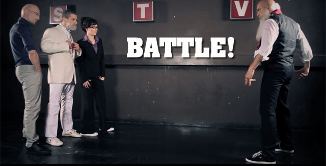 Natural Selection -videolla Charles Darwin saa breikkibattlessa vastaansa Sarah Palinin, Michael Foucaultin ja God Lord Jehovan.