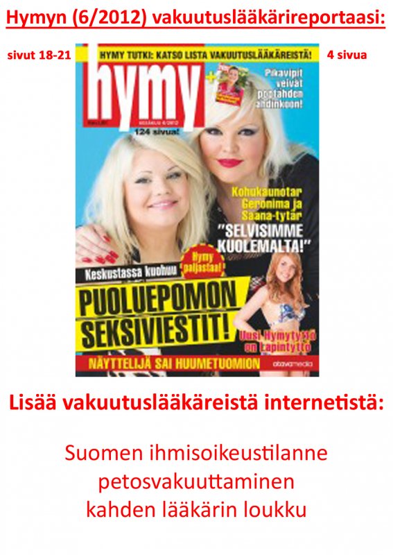 Hymyn vakuutuslääkärireportaasi - Uusin vakuutuslääkärilista