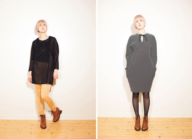 MUKA VAN vaatteissa on paljon mustaa, valkoista ja hiekan sävyjä. (Kuva: Heta Saukkonen)