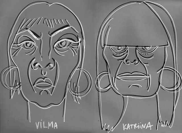 Muotokuvissa Katriina Haikala ja Vilma Metteri. Teetä omasi Tärähtäneiden ämmien pop up -kaupassa.