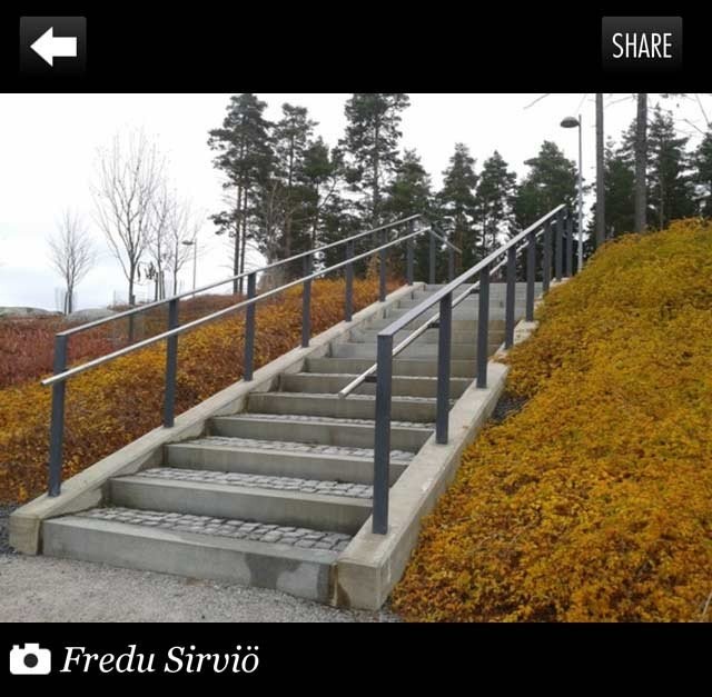 "Hyvät omat laskuvauhdit ja loistava sijainti puistossa. Sopii hyvin lämmittelyreiliksi tai ihan vaan uusien temppujen opetteluun."