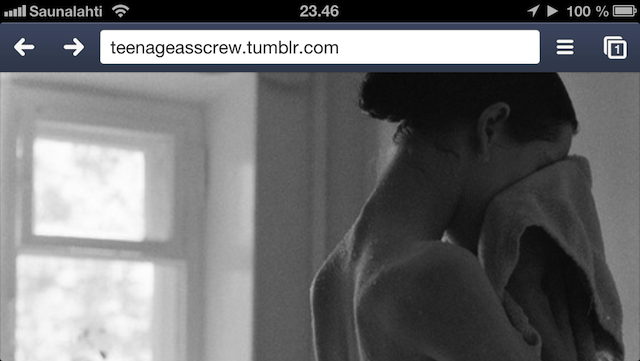 Chromen pornotilan, eli Incogniton tunnistaa mobiililaitteillakin siniharmaasta työkalupalkista.