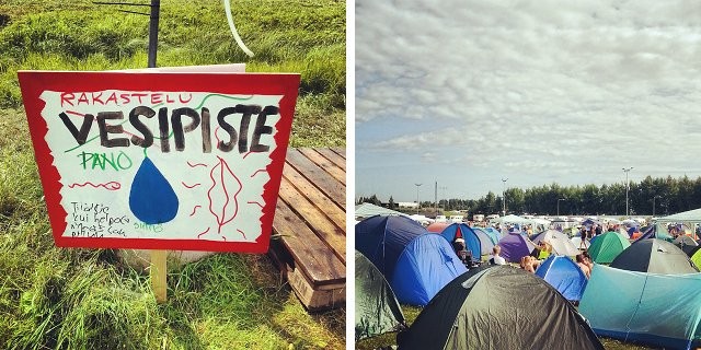 Leirintäalueelta löytyi erikoisuutena viinanarikka.