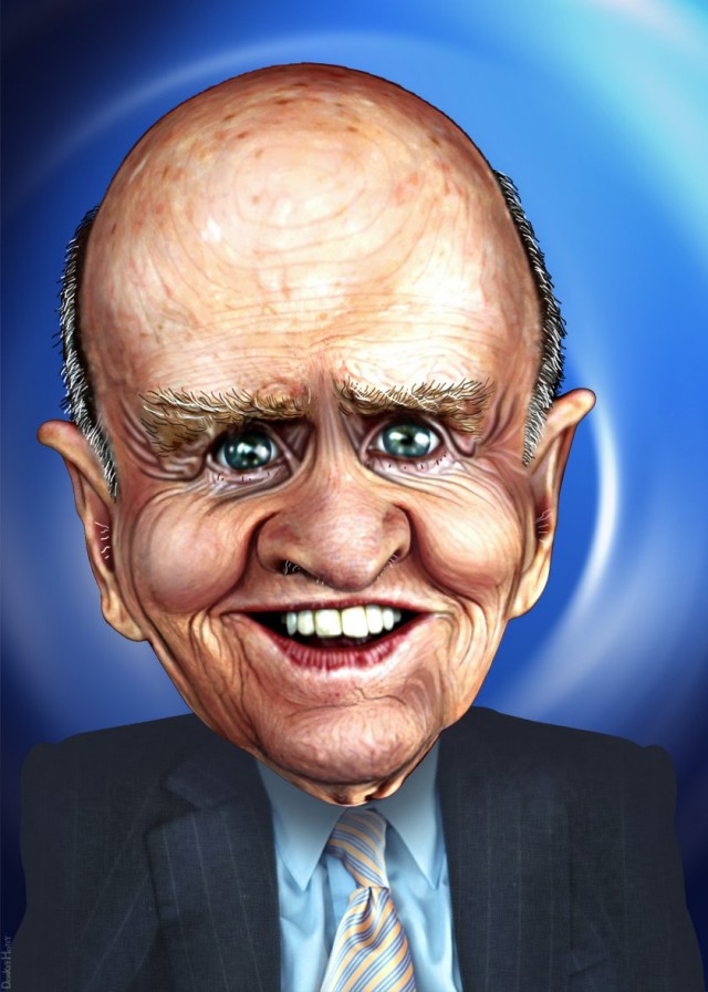 General Electricin pääjohtajana tututuksi tullut Jack Welch vinkkaa miten yrityskulttuuria kannattaa kehittää. (Karikatyyri, DonkeyHotey (CC BY-SA 2.0)))