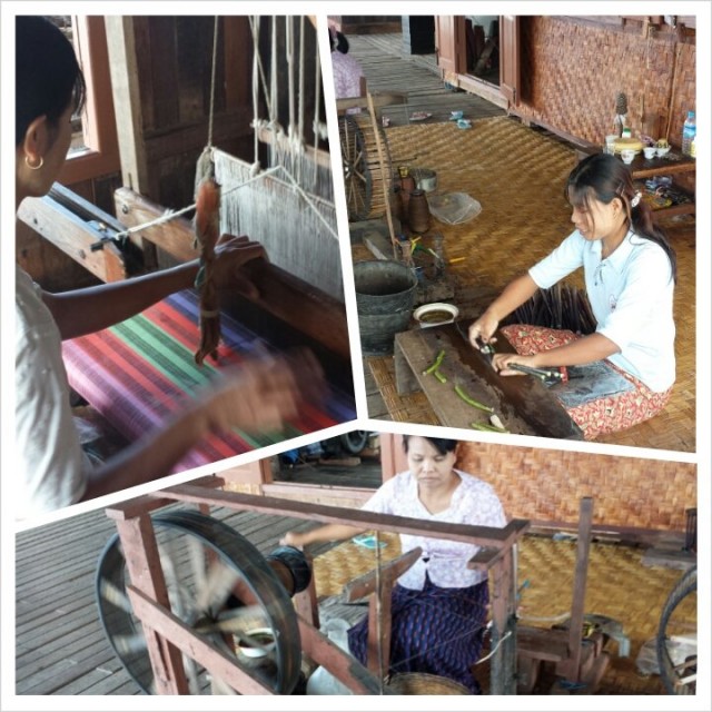 Lootuksenkukkasilkkitehdas Burma / Myanmar Inle Lake