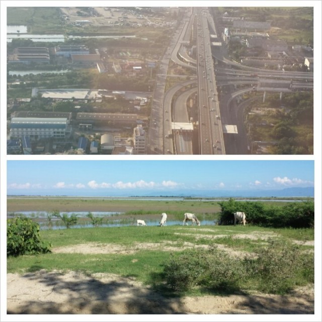 Alempi kuva Burmasta. Ylemmässä Bangkok lentokoneesta kuvattuna.