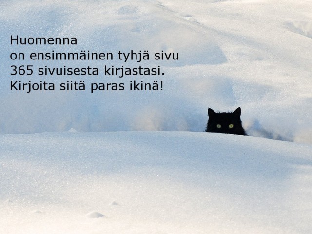 Huomenna on ensimmäinen tyhjä sivu 365 sivuisesta kirjastasi. Kirjoita siitä hyvä. Paras ikinä!