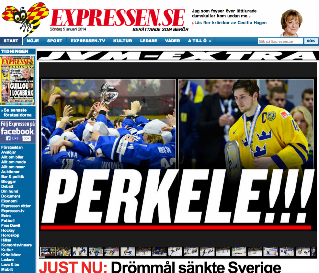 Expressen -lehti pikkuleijonien voitosta: Perkele!!