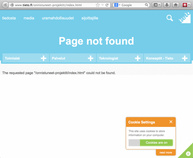 Tieto julkaisi sivuillaan onnistuneet projektit. Tai ainakin yritti.