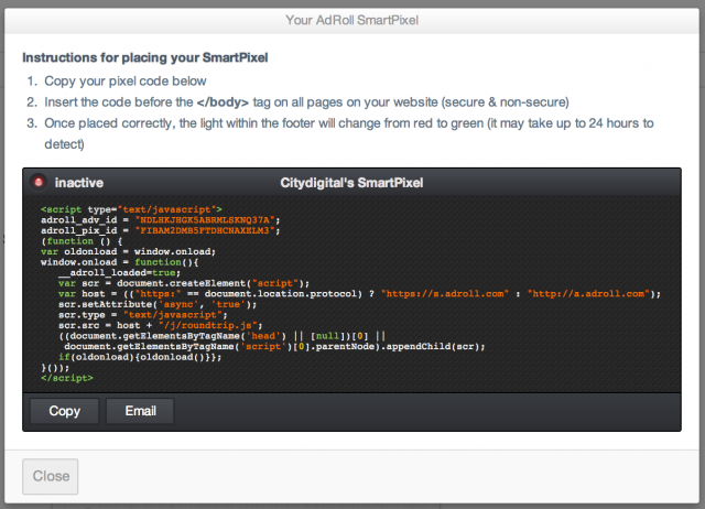 No nyt pitääkin jo soittaa IT-osastolle. Apua tartten tämän pikselin mun saitille, jotta voin jälkimarkkinoida sanomaani.