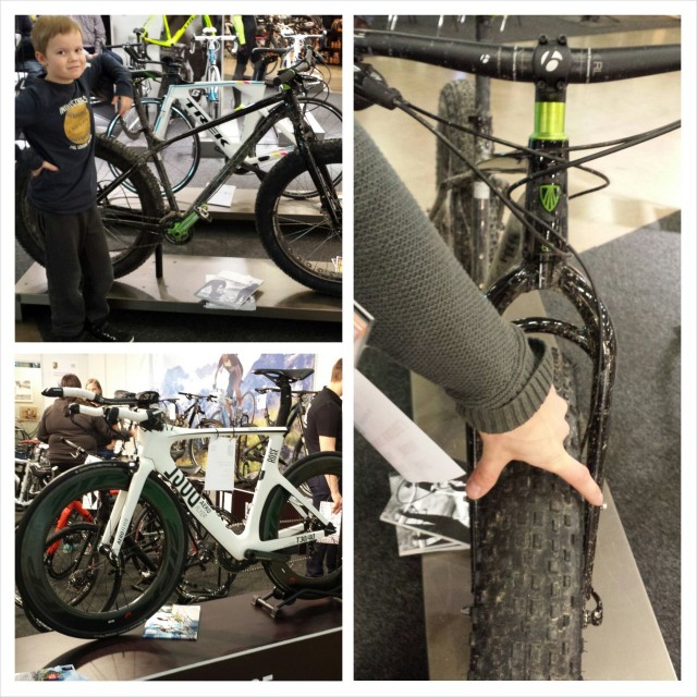 GoExpossa oli valtava valikoima polkupyöriä. En ollut ennen nähnyt näin leveitä renkaita zygässä.