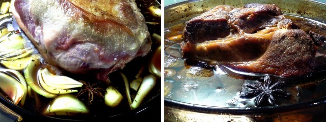 Possu ennen ja jälkeen 8 tunnin hauduttelua