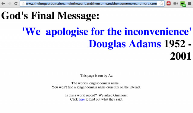 Maailman pisin nettiosoite on niin pitkä, ettei se mahtunut edes Guinness World Records -kirjaan.