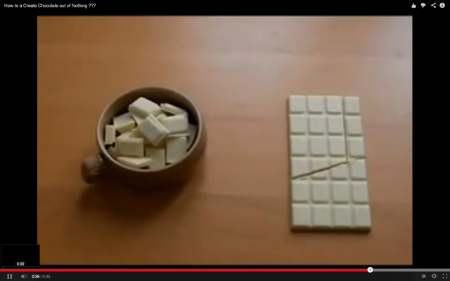 Videolla opastetaan miten voit napata palan suklaata ilman, että kukaan huomaa mitään.