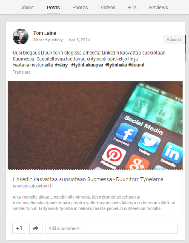 Google Plussan merkitys kasvaa