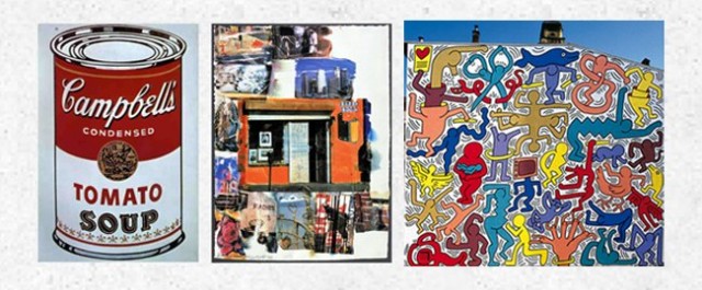 Warhol, Rauschenberg, Haring (painted on building facade)